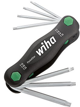 Wiha Multitool PocketStar® TORX 7-tlg., per Tastendruck schneller Zugriff, als Längs- und Quergriff einsetzbar, all-in-one Werkzeug (23051)