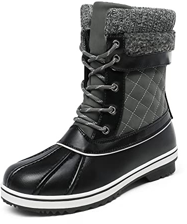 DREAM PAIRS Botas de Invierno para Mujer, Impermeables de Media Pantorrilla, Cálidas y Perfectas Para El Exterior,Size 38,Gris,MONTE_01