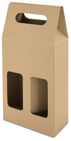 Lote de 25 Cajas de Cartón con Ventana para 2 Botellas. Estuches de vino baratos. Caja vino para bodas, bautizo, comuniones. No incluye botellas.