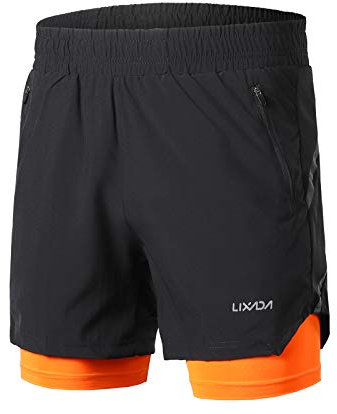 Lixada Shorts de Course à Pied Homme, 2 en 1 à séchage Rapide Respirant Exercice entraînement Actif Short de Jogging Marathon Sport avec Poches sans Poches 10 Couleurs S-XXL
