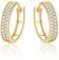 14 Karat 585 Hochglanz Gold Ohrringe Creolen mit Zirkonia Steinen - HLK-29-1
