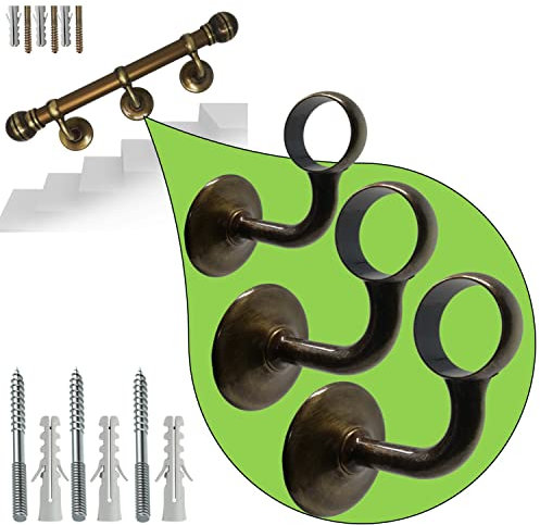 Parpyon® Supporti per corrimano a muro Staffe tubo passamano in Ferro accessori per ringhiere, Reggi Tubi con tasselli e viti prodotto italiano (Supporti 525, Bronzo-525)