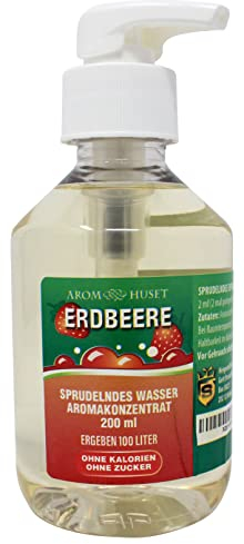 Erdbeer-Konzentrat 200 ml ergibt 100 L kohlensäurehaltiges Wasser|Erdbeergeschmack | ohne Zucker |null Kalorien| hochkonzentriertes Aroma 1:500 |+ GRATIS-Dosierspender