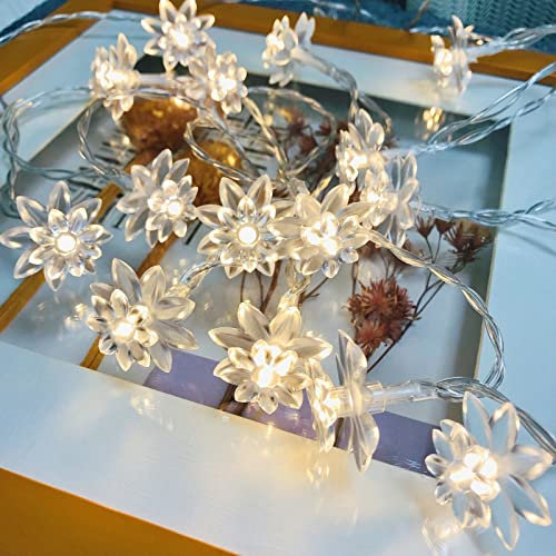 Riaxuebiy Lotus Lichterkette LED Lotusblumen Lichterkette an PVC Schnur Batteriebetrieben für Weihnachten Party Hochzeit Terrasse Garten Dekoration (3m/20led, Lotus)