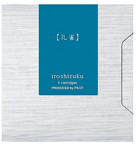 Pilot Iroshizuku Fountain Pen Ink Cartridges Ku-jyaku (Deep Turquoise) 6 Pieces IRF-6S-KJ with Kanji Love Sticker