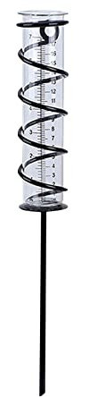 Dubbulon Regenmesser - Glas-Regenmesser | Abnehmbarer Regenmesser Mit Spiralförmiger Metallpflock | Regenmesser Mit Erdspieß Aus Metall | Wetterstation Regenmesser Für Gartenlandschaften Im Freien