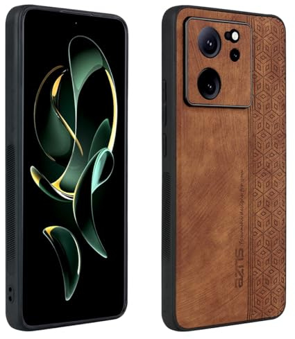 XINYEXIN Hülle für Xiaomi 13T / Xiaomi 13T Pro, Ultradünn rutschfest Stoßfeste Schutzhülle Retro Leder Handyhülle Bumper Case Backcover - Braun