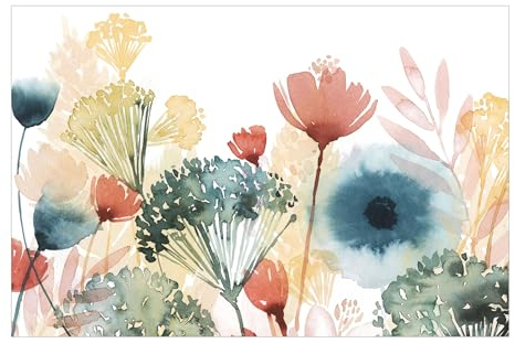 Bilderwelten Fototapete Blumen 255cm x 384cm Aquarell Wildblumen Natur Blumentapete Vliestapete Tapete Wanddeko Ideen Wohnzimmer Schlafzimmer Küche
