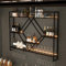 Wine Storage Rack Wall Mounted With Led Lighted,Metal Wine Glass Holder,Liquor Bottle Display Shelf With Led Lights,Modern Wine Stand,Floating Wall Shelves,Black/Gold,For Bar Kitchen Living Room ( Col