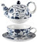 TYMYYS Bone China Tea Set for One, Blue Teapot 450ml, Cup 300ml - FK2BCC222F3322C