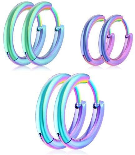 Edelstahl Creolen Ohrringe - Damen & Herren, Hypoallergene Mini Creolen, Knorpel Piercing, 8 mm/10 mm/12 mm