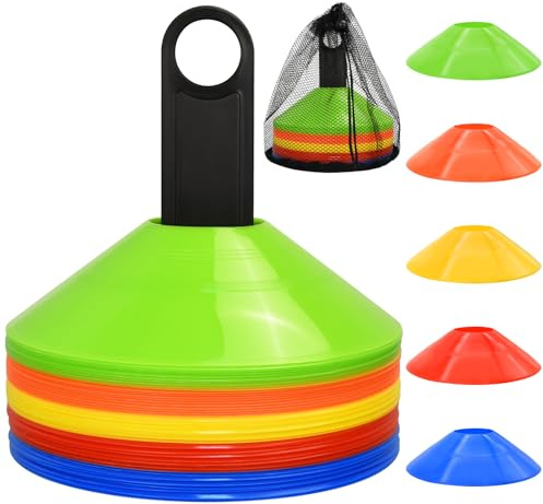 50/100/200pcs Disc Cones, Soccer Cones with Carry Bag and Holder, 5 Colors