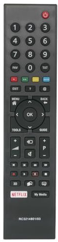 AULCMEET Mando a Distancia,RC3214801/03 RC3214801 03 Nuevo Mando a Distancia Apto para fit for Grundig TV TS1187 XPS187 313923827833 XPS187 48VLE6420BH 49GFB6625 49GFB6626 49GFW6628