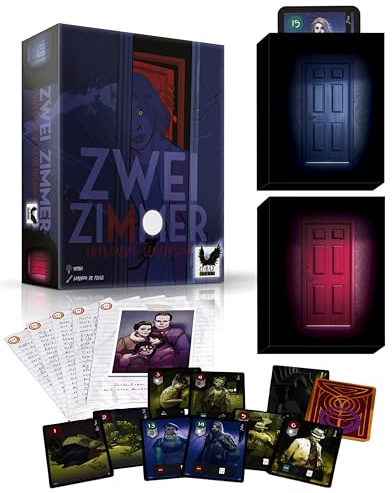 Corax Games Zwei Zimmer I Atmosphärisches 2-Personen Mystery-Brettspiel I Blindes Raum-Gameplay, variable Zimmer & 15 Charaktere mit Spezialfähigkeiten I Kooperatives Duell ab 12 Jahren