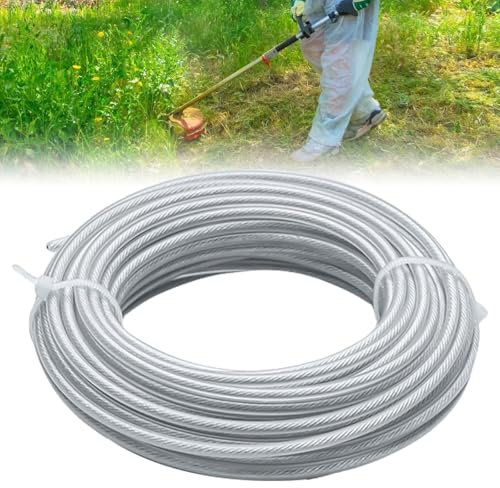 GOMETY Filo per decespugliatore, 3 mm x 50 m, filo in acciaio, per decespugliatore, filo in acciaio per tagliaerba Weed Grass Yard Garden