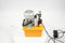 LANNADD Pompe hydraulique - Remorque - 700 W - Pompe hydraulique à double action - Pompe hydraulique de 1,54 g - Pompe à main - Unité hydraulique - Pour ascenseurs, chariots élévateurs, etc.