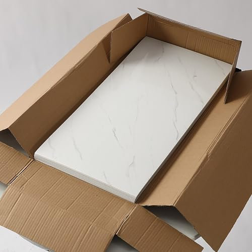 Trafagala White Tile Stickers White 60x30cm 10pcs, Self Adhesive Wall Tiles Marble, Peel and Stick Wall Waterproof, Removable Stick on for Kitchen Backsplash Bathroom