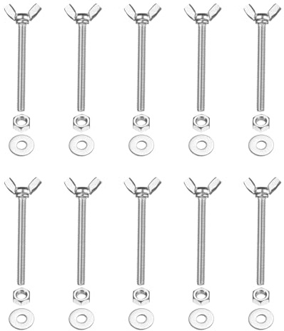 PATIKIL M6-1 x 60 mm Wing Butterfly Screw, 10 Pcs 304 Stainless Steel Wing Nuts and Bolts Machine Fastener Thumb Hand Screws for Electronic Equipment DIY Tools, Silver