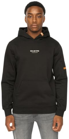 Duck and Cover - Mens 'BRAMMERS V2' Cotton Regular Fit Carbon Fleece Hoodie For Men (L, Black)