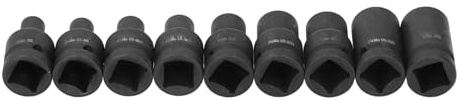 Wakects 9Pcs Tap Adaptor Socket Set, M6-M24 Cr Molybdenum Steel 1/2 Inch Square Tap Socket Set Chamfered Female Square Driver for Electric Pneumatic Hand Wrench