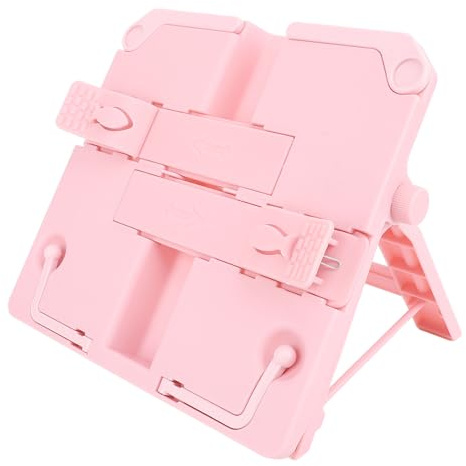 Fyearfly Buchständer für Kinder Höhenverstellbarer Leseständer mit verstellbarem Winkel Desktop Buchhalter aus ABS Plastik in Rosa