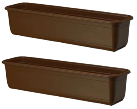 pokm toolsmarket - 2 STK. Blumenkasten, Länge 70cm, Braun Farbe, EU-Qualität, Blumenkübel Set Pflanzkasten Balkonkasten ohne Untersetzer - Venus