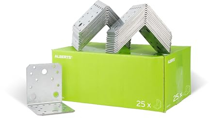 Alberts 837600 Winkelverbinder | Handwerkerpack | sendzimirverzinkt | 105 x 105 x 90 mm | 25er Set