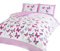 Art Parure de lit Simple Motif Papillons Rose et Blanc, Coton et Polyester., Rose, Double