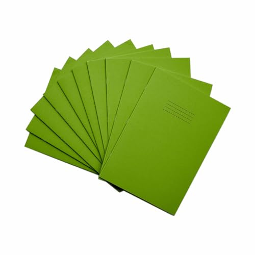 Rhino A4 Exercise Books, 80-Page / 8mm Lined with Margin Paper Notebook, 10-Pack, Office & School Stationery Supplies, Light Green