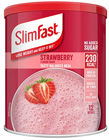 SlimFast Meal Shake, Saveur Fraise, Nouvelle Recette, 12 Portions, Perdez Du Poids sans Le Reprendre, L'Emballage Peut Varier, 438 g