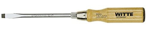 WITTE 96505 - Destornillador de punta plana negra con mango de madera (8x150)