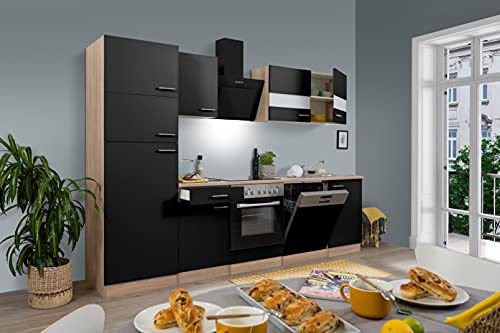 respekta Bloc de Cuisine encastrable en chêne Noir Merle 280 cm