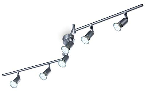 B.K.Licht - LED Deckenlampe schwenkbar, warmweiße Lichtfarbe, GU10 Fassung, LED Deckenleuchte, Lampe, Wohnzimmerlampe, Schlafzimmerlampe, Küchenlampe, Deckenstrahler, 120,4x12 cm, Titanfarbig