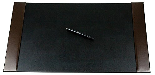 DELMON VARONE - Personalisierbare Schreibtischunterlage mit 2 Seitenfächer Cambridge Top Grain Leder braun, Rutschfeste Schreibunterlage abwaschbar, Schreibtisch Unterlage als Mousepad, 64x42 cm