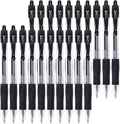 Gel Pens, 0.7mm Retractable Rollerball Pens Black ink Smooth Pens for Adult Writing Note Taking Office Supply, Pack of 20