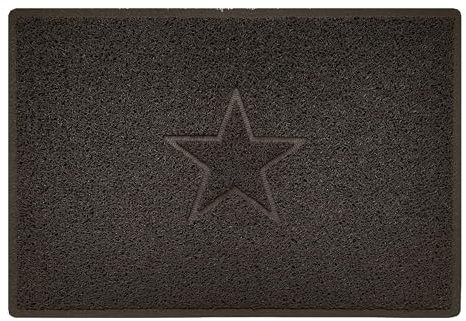 Nicoman Star Shape Embossed Entrance Door Mat Non Slip Dirt Trapper PVC Spaghetti Mat with Rubber Base, Jet Washable Quick Drying Doormat Indoor or Outdoor - (Large, Brown, 90 x 60cm)