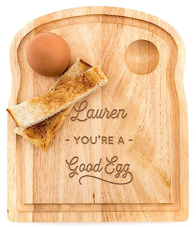 Personalised 'You Are a Good Egg' Egg and Toast Board - Funny Birthday Gift for Men Women - Unique Engraved Wood Serving Breakfast Board