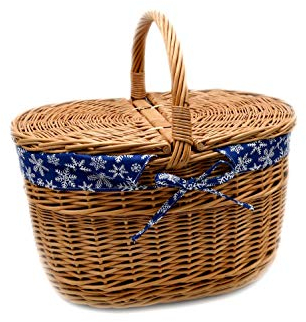 MyBer® Korb Picknickkorb Tragekorb mit 2 Deckeln Weidenkorb Vollweide Einkaufskorb geflochten K12-027-SBWW