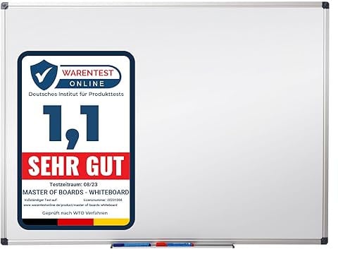 Whiteboard mit Ablageschale | Office Marshal Profi | Lackiert | Beschreibbar & magnethaftend | Trocken abwischbar (120 x 240 cm)