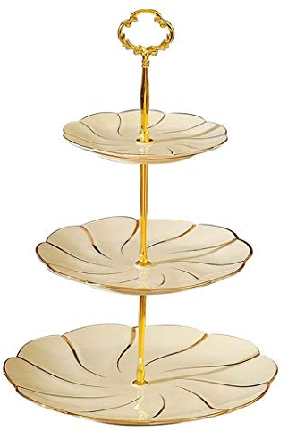SMSOM 3-Tier-Keramik-Cupcake-Ständer - Servierfach Dessert Kuchenständer - Hochzeit, Geburtstagsfeier-Servierplatte für Fruchtbuffet-Server (weiß)