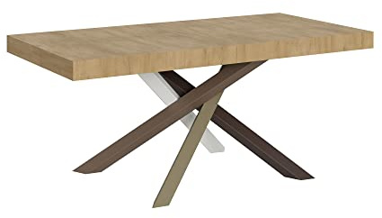 Tisch Volantis Multicolor 4/C ausziehbar 90 x 180 ausgezogen 440, Tischplatte Eiche Natur, Gestell 4/C Farbblockiert