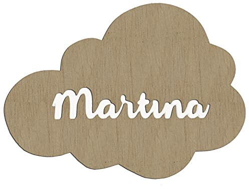 Placa en forma de nube con nombre personalizado | Decoración infantil | Decoración bebé | | Decoración en Madera | Decoración Infantil con Nombre | Cartel para Puerta y Pared | Lulamuk
