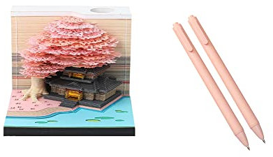 CUTIECLUB Notes adhésives 3D pour bureau avec porte-stylo Rose
