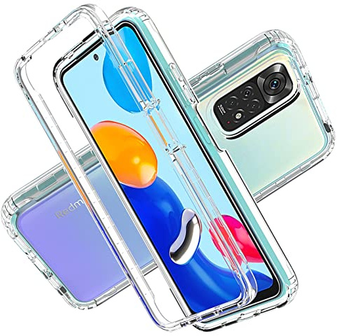LXHGrowH Hülle für Xiaomi Redmi Note 11 Pro 5G / 4G, 360 Grad Ganzkörper Stoßfest Handyhülle, Kratzfest Schutzhülle mit Eingebauter Displayschutzfolie, Case Dual - Transparent