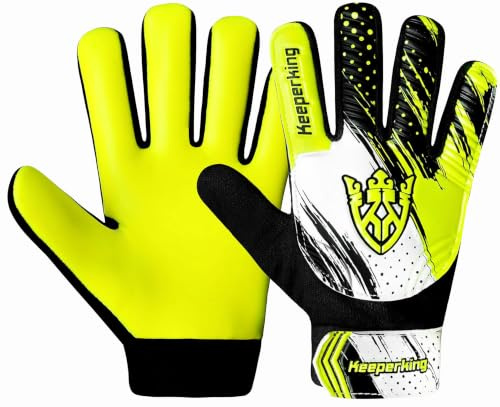 Keeperking Gants de Gardien de But pour Enfants Clawxen, garçons et Filles, Gants de Football Junior Gants de Joueur pour garçons (5, C3-Yellow)