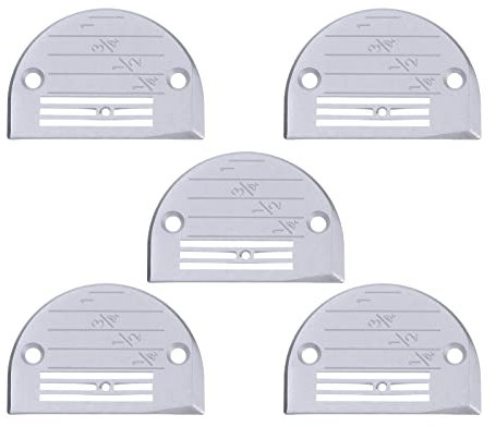 sourcing map 5pcs E26 Needle Plate No.18 & No.20 Hole Type E Chrome Plated Parts Accessories with Scale Mark for Sewing Machine Universal