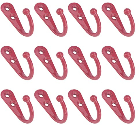 UTALIND 12 Stück Kleiderhaken Kleiderbügel Wandmontage Haken Metall Einzelzinken Haken zum Aufhängen von Handtuch, Hut, Schlüssel (Rosa)