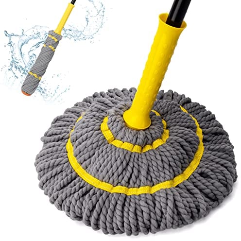 Trapeador Giratorio autoescurrido, mopa húmeda para Limpieza de Suelos con Mango de 57 Pulgadas de Largo, mopa de Piso Resistente para Madera Dura, Vinilo, Azulejos, mármol, hogar, Oficina, Cocina,
