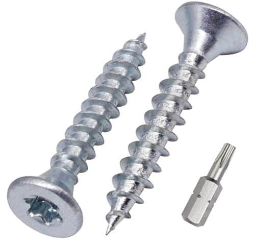 SKIR'CO (300 Stück) Holzschrauben aus verzinktem Stahl, 4,0 x 25 mm, Torx Kopf, Senkkopf, Spanplattenschrauben, Vollgewinde