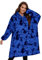 GAYYNE Hoodie Decke mit Ärmeln Deckenpullover, Tragbare Decken Hoodie Damen, Ultra Weiche Sherpa Fleece Hoodie Sweatshirt mit Big Pocket als Geschenke für Frauen Damen Krawattenfarbe Blau